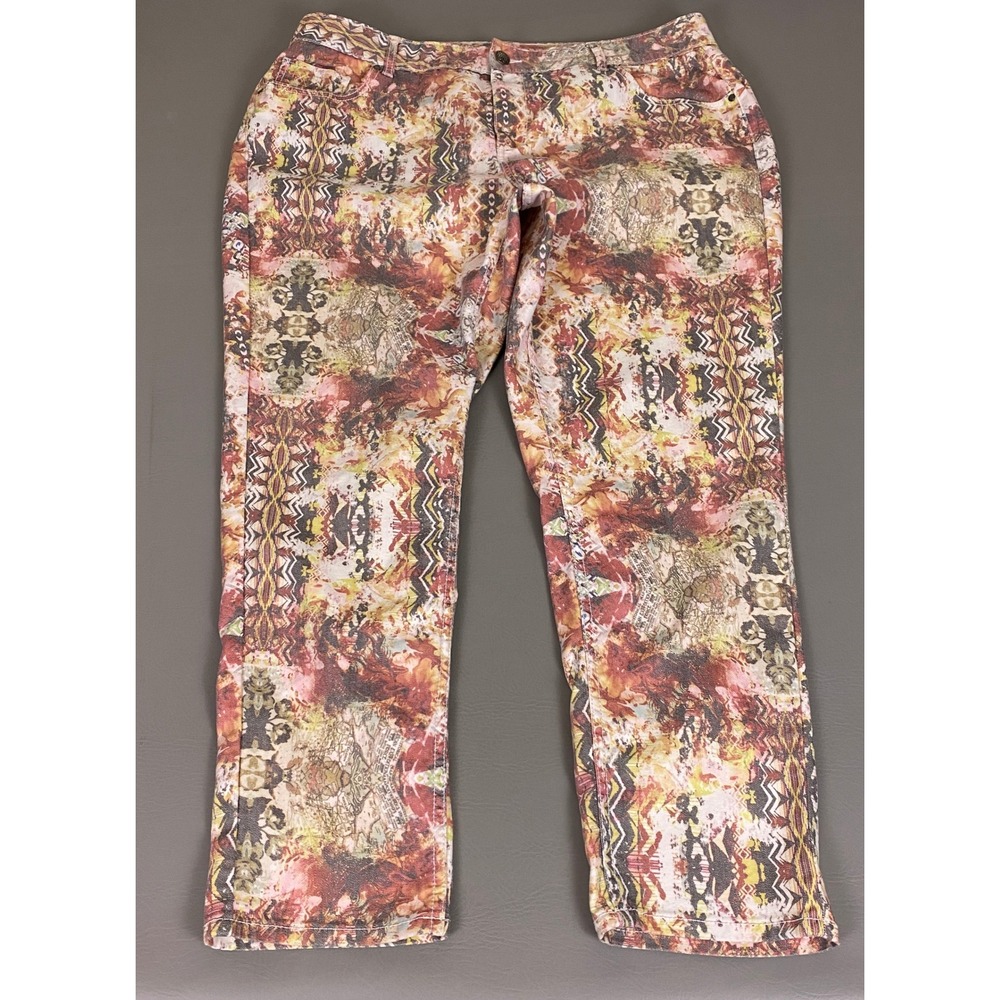 Lane Bryant Jeans Womens Plus 24 Multicolored Abstract Tribal Print Straight Leg